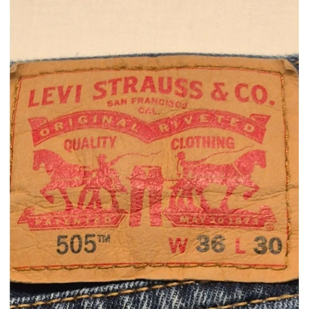 Levi Strauss men's 505 dark wash denim blue‎ jeans 36x30 100% Cotton
